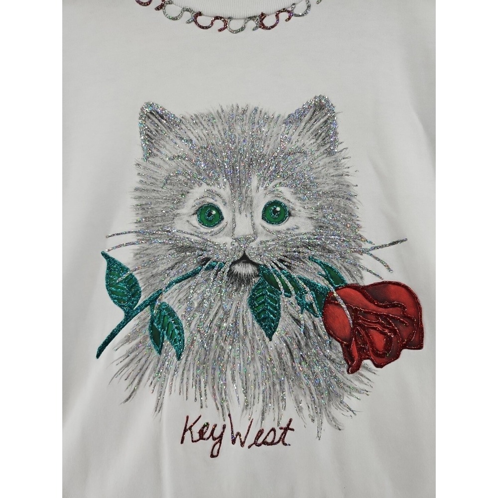 Key West Florida Vintage Cat Oneita Power T Shirt Adult  Graphic Xl